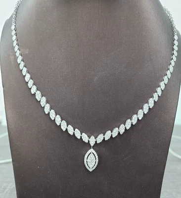 OFERTA! COLLAR GOTA MUJER DIAMANTES RACIMO GENUINO 3,50 CTW ORO 14K 18" Foto 1 de 4