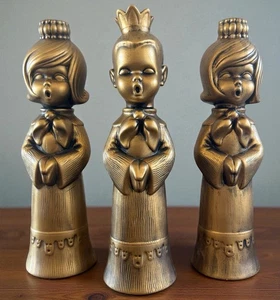 Vintage 3 Piece Choir Girl Boy Ceramic Candle Holder MCM Christmas Figure READ - Picture 1 of 23