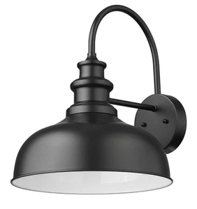 14" Gooseneck Barn Light Farmhouse Wall Mount Light Fixture 1PK Black & White - Picture 1 of 12