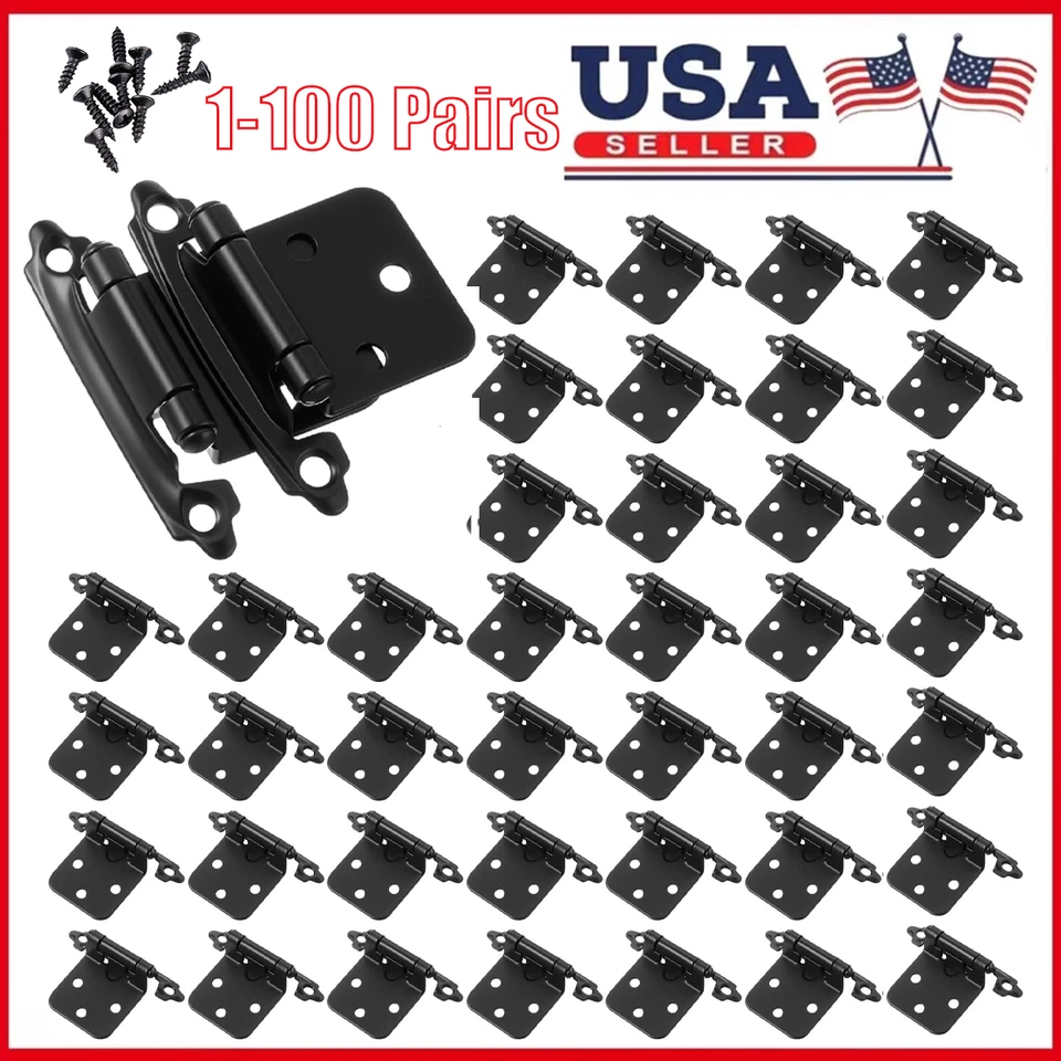 Lote de 1-100 pares de bisagras negras para armario puerta armario cocina cierre automático Foto 1 de 4