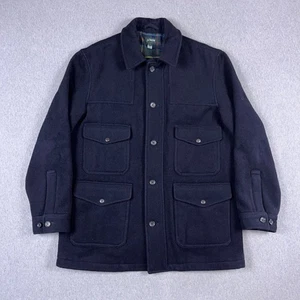 VTG J Crew Jacket Mens Large Navy Wool Cruiser Field Pockets Navy Blue - Picture 1 of 13
