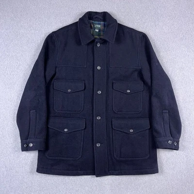 VTG J Crew Jacket Mens Large Navy Wool Cruiser Field Pockets Navy Blue - Image 1 of 4
