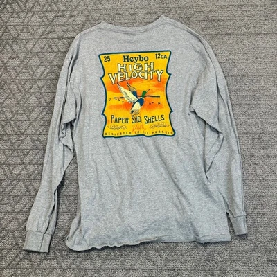 Camiseta gráfica gris manga larga HEYBO para hombre XL caza pesca Foto 1 de 4