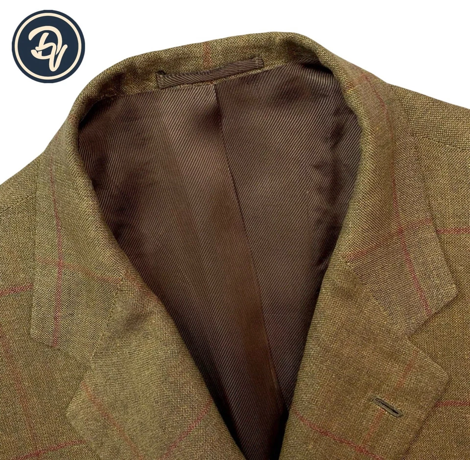 VTG 42 R Kiton Light Brown Windowpane Knit Cashmere / Linen Blend Patch Pocket - Image 1 of 4