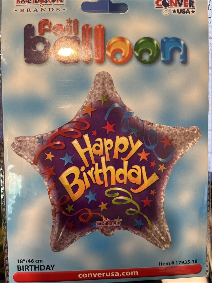 Kaleidoscope 18"  Foil Star Shaped  Happy Birthday  Balloon - Image 1 of 1