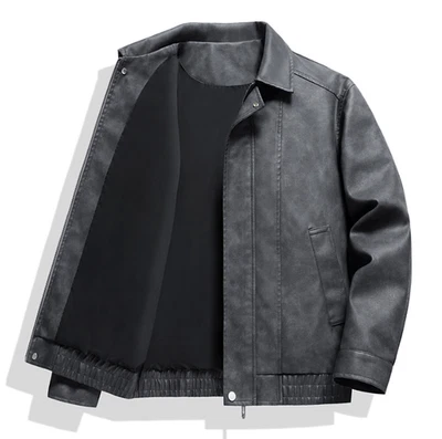 Men's Faux Suede Jacket Spring Fall Trucker Coat Business Casual lapel Outerwear - Image 1 of 4