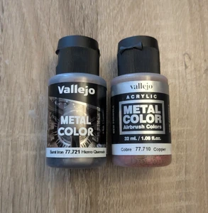2x Vallejo Metal Color 32ml Pots - Copper + Burnt Iron - Picture 1 of 1