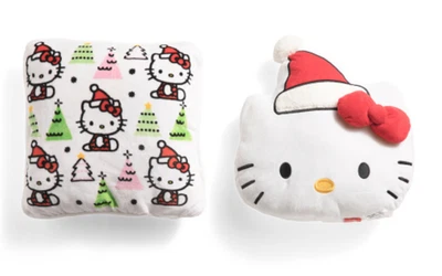 Hello Kitty Christmas Santa Hat Trees Decorative Plush Pillows - Set of Two - Image 1 of 2