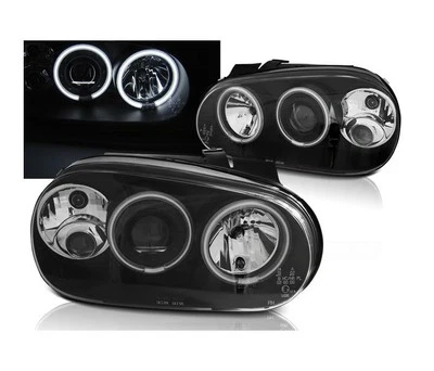 Фары фары для VW GOLF 4 1997 1998 1999 2000 2001-2003 Angel Eyes CCFL черные LHD - Изображение 1 из 3