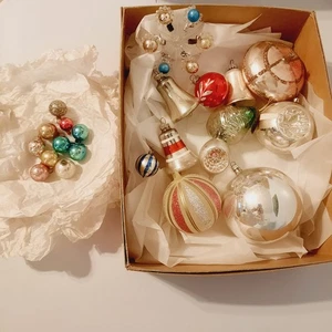 22 Vintage Quecksilber Glas Konvolut Weihnachtsschmuck Shiny Brite Polen Japan - Bild 1 von 24