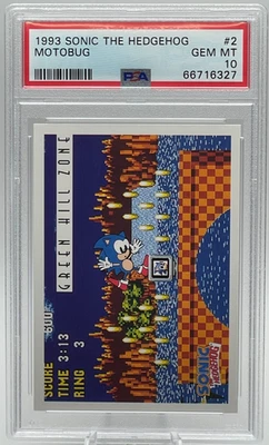 PSA 10 GEM MT 1993 Topps Sonic the Hedgehog #2 “Moto Bug” - Image 1 of 2