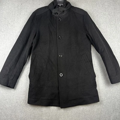 Hugo Boss Coat Mens Medium Black Cashmere Wool Button Up Midweight Jacket Winter - Image 1 of 4
