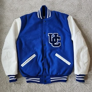 Kesslers Ursuline College Letterman Jacke blau weiß Wolle Ledermantel Größe M - Bild 1 von 6