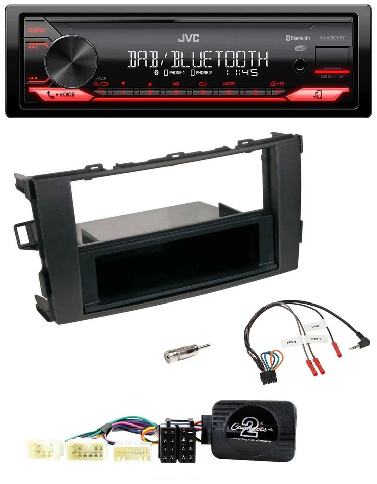 JVC Bluetooth USB DAB Lenkrad Autoradio für Toyota Auris 2007-2011 schwarz - Bild 1 von 4