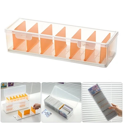 Clear Plastic Trading Card Storage Box W/ 7 Dividers Pad Holds 700+ 3"x4" Cards - Image 1 of 4