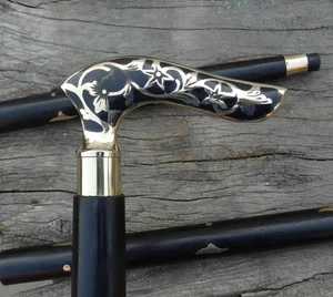 Bastón de madera estilo vintage victoriano antiguo con mango de cabeza de latón regalo - Imagen 1 de 6