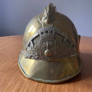 Vintage Sapeurs Pompiers / French Fireman Brass Helmet - Picture 1 of 4