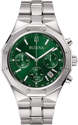 Orologio Bulova Uomo Acciaio Octagon Chronograph Quadrante Verde _96B409 - Immagine 1 di 2