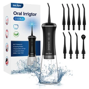 SEJOY Water Flosser Kabellos Dental Munddusche für Zahnreiniger 9 Jet Tips - Bild 1 von 18