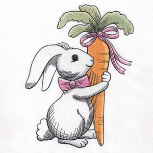 Carrots & Cuddles Easter Bunny Rabbit COTTON DISH TOWEL TEA TOWEL EMBROIDERED - Picture 1 of 2