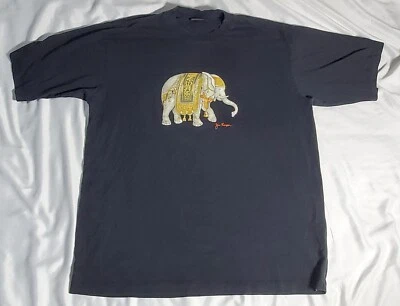 Camisa Jim Thompson 100% Algodón Grande Negra Diseño Elefante Foto 1 de 4