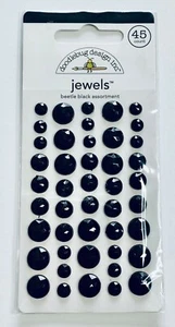 Doodlebug Design Beetle Black Jewels Self-Adhesive Faceted Enamel Dots - Picture 1 of 2