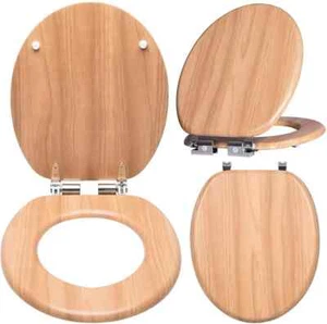 WC Sitz mit Absenkautomatik Toilettendeckel Toilettensitz MDF HolzkernF2869 - Bild 1 von 8