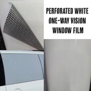 Perforated White One Way Vision Printed Media Window Vinyl Sticker Decal Film - Picture 1 of 3
