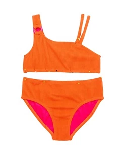 Wonder Nation Girl's Bikini Popcorn Texture Swimsuit Orange Size XS (4-5) NEW - Picture 1 of 5