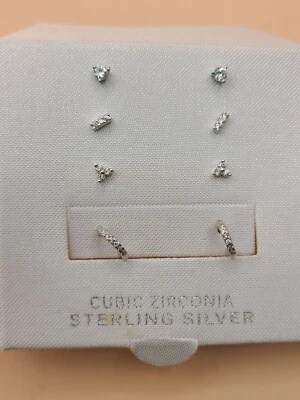 Kohl's CZ Sterling Silver Set of 4 Post Earrings - Image 1 of 4