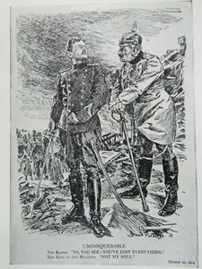Impresión de caricaturas políticas de la Primera Guerra Mundial Alberto I Kaiser Guillermo/Los campos de Flandes 1923 - Imagen 1 de 6