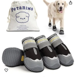 Dog Shoes, Small Boots Rain Winter Snow Gray 4pac Protect Paws Safe Warm Rubber - Picture 1 of 10