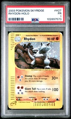 PSA 1 2003 Pokemon Skyridge Rhydon H27/H32 HOLO Foil E-Reader Series - Image 1 of 2