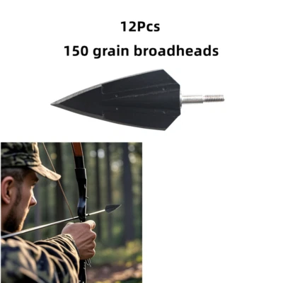 1 Dozen Broadheads 155 Grain Compound Bow Crossbow Arrowheads Hunting - Image 1 of 4