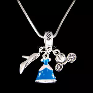 Princess Dress Birthday Gift Glass Slipper Pumpkin Coach Carriage Charm Necklace - Picture 1 of 7