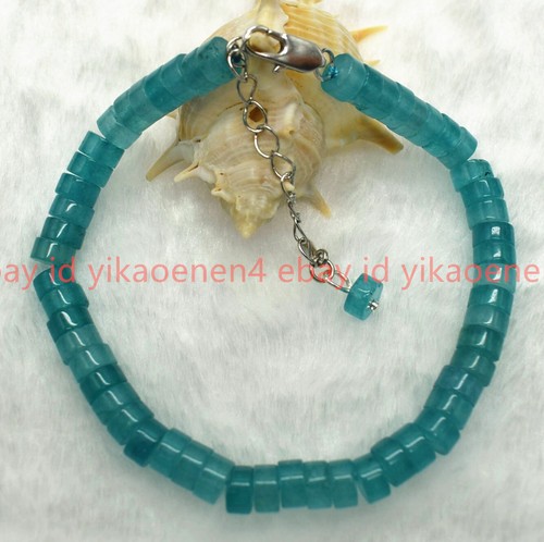 VALENTINO Bracciale nuovo grazioso moda 3x6 mm cilindro blu pietre preziose amazzonite perline 7 9 pollici