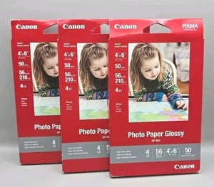 Lot (3) NEW Canon Pixma GP-601 Photo Paper Glossy 4"x6" 50 Sheets- 150 Total - Picture 1 of 2