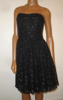 Vestido de cóctel elástico GUESS, sin tirantes, punto brillante negro, graduación, club, evento, talla 6 Foto 1 de 4