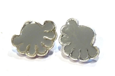 Bijou étain argenté Biche de Bere boucles d'oreilles émaillées gris vert clips  - Photo 1/4