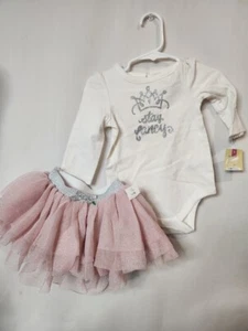 Stay Fancy Baby Girl Dress 6-9 Months Pink Cream White Tulle Tutu Outfit Romper - Picture 1 of 6