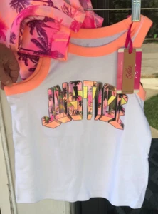3 pk Girls sz 7/8 Justice Ringer Tank Tops Pink/Gray/White NWT K - Picture 1 of 5