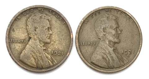 1921-P and 1921-S  LINCOLN WHEAT CENT, 2 COIN LOT Cover