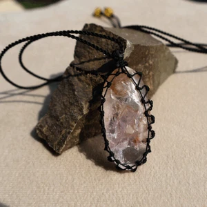 Handmade Natural Amethyst Quartz Micro Macrame Minimalist Gemstone Boho Necklace - Picture 1 of 8