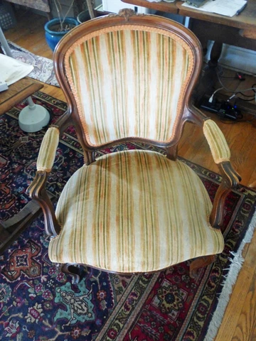 Lovely French Hollywood Regency Parisian Style Striped Velvet Armchair MINT Cover