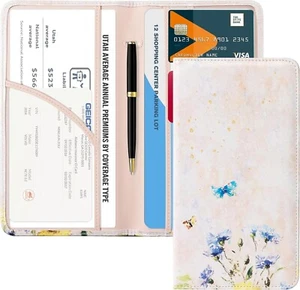 Oil Painting PU leather Documents Organizer Bag Driver License Cards Contact - Picture 1 of 7