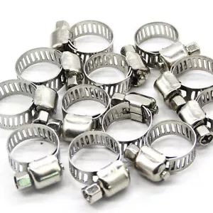10Pcs 3/8"-5/8" Stainless Steel Adjustable Drive Hose Fuel Clamp Line Worm Clip - Foto 1 di 12