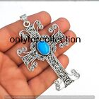 Offer Chalcedony Gemstone 925 Sterling Silver Plated 1 PC Cross Pendant Jewelry