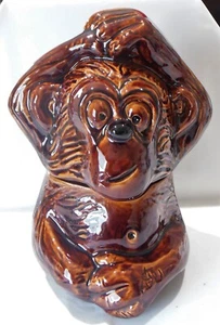 Doranne of California Keramik Kaffee Braun Affe Keksdose EUC - Bild 1 von 12
