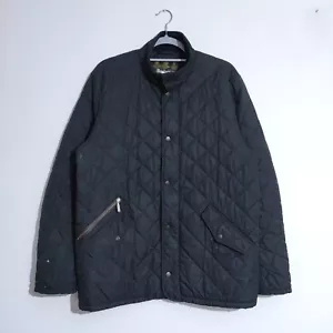 Barbour Jacket Mens Medium Black Quilted Chelsea Sportsquilt Lightweight Casual - Picture 1 of 13