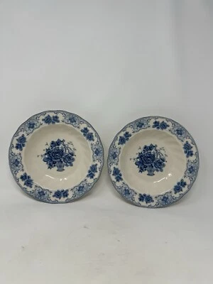 PALATE & PLATE Victorian Blue Rose Floral Porcelain 8" Salad Plate lot of 2 NEW - Image 1 of 4